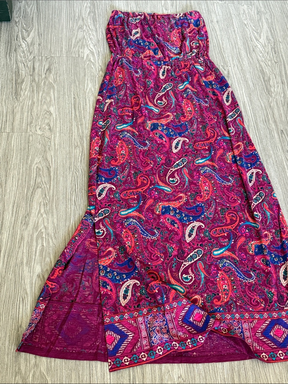 Lucky Brand Multi Color Maxi Strapless Dress Sz L - Picture 9 of 12